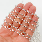Sterling Silver Oval and Circle Links Cable Chain